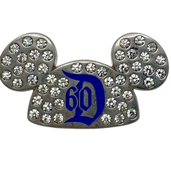 Disney Pin 60th Anniversary Diamond Celebration Jeweled Mickey Ears Hat Trading - Picture 2 of 8